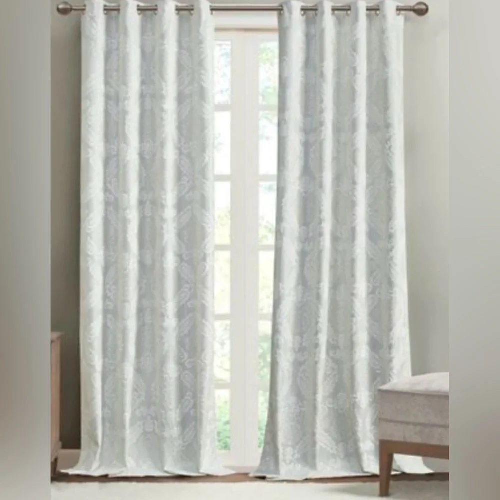 Loraine Knitted Jacquard Paisley Total Blackout Grommet Top Curtain Panel